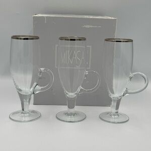 Mikasa “Stephanie” Clear Cordial Glass with Silver Rims Set of 3